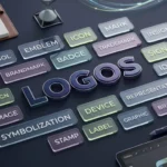 Synonyms for logos including symbols, emblems, icons, marks, insignia, and trademarks.