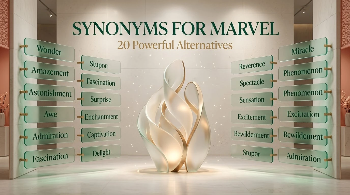 20 synonyms for marvel with meanings and examples in an English vocabulary guide.